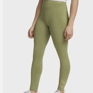 Nike Stardust Light Olive Green Gold Swoosh Graphic Women's Leggings